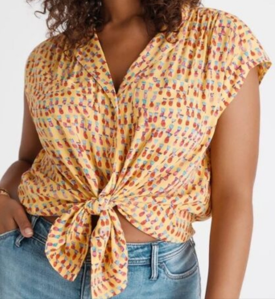 Anthropologie Maeve Pineapple Picnic Button Down Shirt